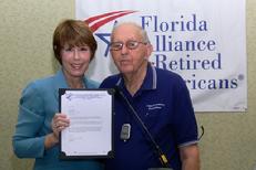 231 FLARA Pres. Tony Fransetta with Gwen Graham Candidate for Congress Dist. 2